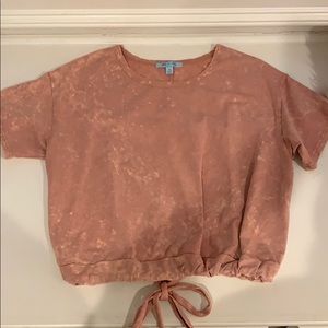 pink tied crop top, worn once